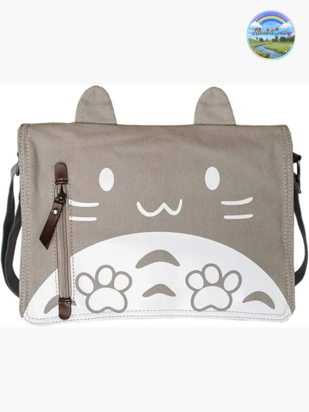 Canvas Messenger Bag with Cat Pattern Shoulder Bag Crossbody Satchel School Bag